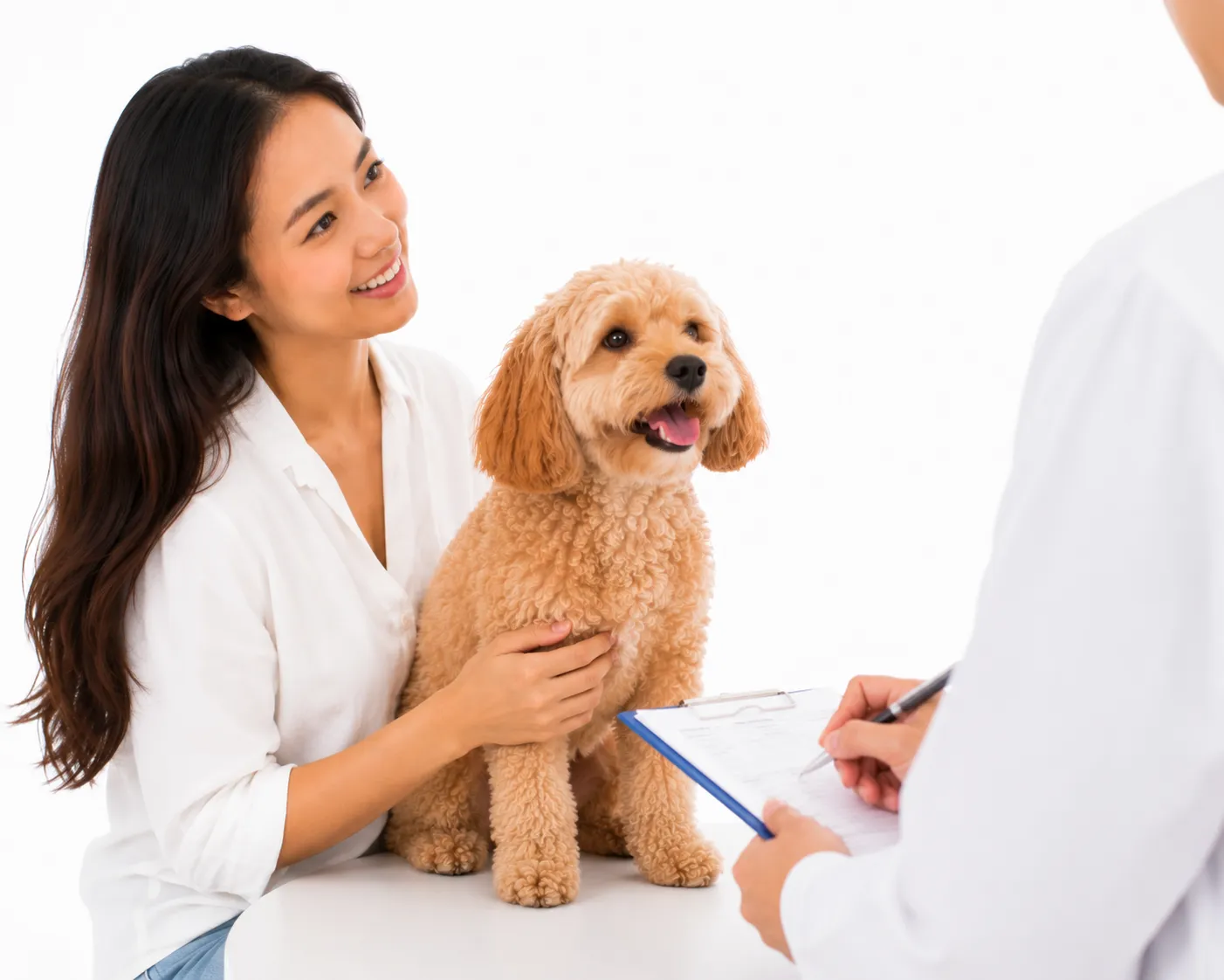 A happy golden retriever and cat sitting together — healthy and vaccinated